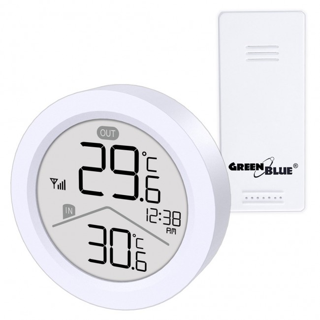 GreenBlue wireless weather station, IN/OUT temperature, clock, C/ F selectable, range up to 60 m, GB162