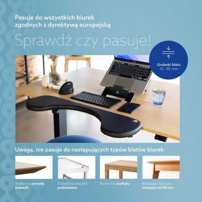 R-Go Tools Armrest R-Go, ergonomic, symmetrical, with abdominal cutout, soft foam, black