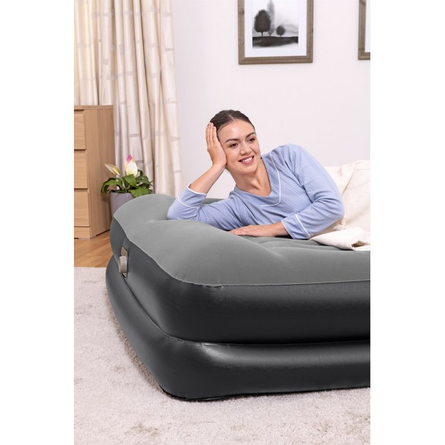 Bestway Tritech Air Mattress Queen with Built-in AC Pump and Antimicrobial Coating 2.03 m x 1.52 m x 46 cm