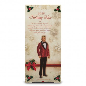 Barbie Signature 2026 Holiday Blonde Ken Collectible Fashion Doll wearing Full Suit with Red Jacket