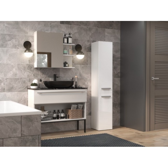 Bathroom cabinet NEL II 31x30x174 cm, white, glossy