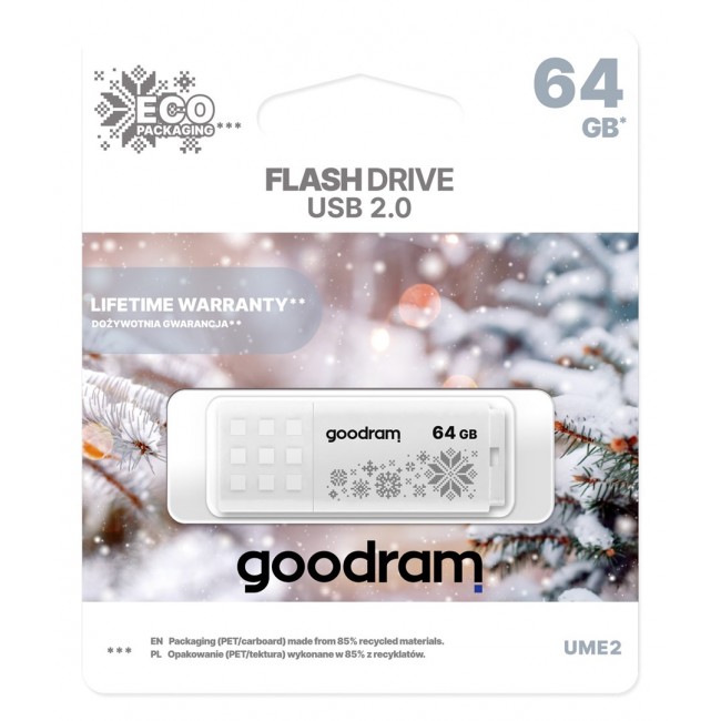 GOODRAM FLASHDRIVE 64GB UME2-WINTER WHITE USB 2.0