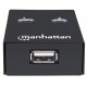Manhattan USB-A Automatic Sharing Switch, 2x USB-B Ports, 480 Mbps (USB 2.0), Dual Control (Auto-Sensing or Manual), Bus Powered, Hi-Speed USB, inc 1x 1.5m USB-A to USB-B cable, Black, Three Year Warranty Manhattan USB-A Automatic Sharing Switch, 2x USB-B Ports, 480 Mbps (USB 2.0), Dual Control (Auto-Sensing or Manual), Bus Powered, Hi-Speed USB, inc 1x 1.5m USB-A to USB-B cable, Black, Three Year Warranty