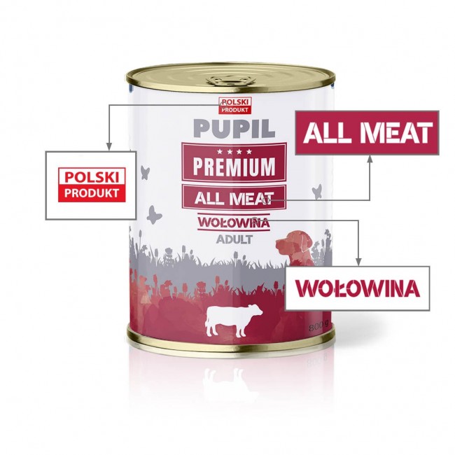 PUPIL Premium All Meat Beef - wet dog food - 800g