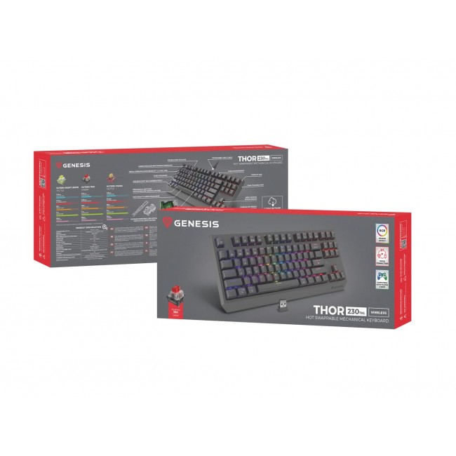 GENESIS Thor 230 TKL keyboard Gaming USB + RF Wireless + Bluetooth QWERTY Grey