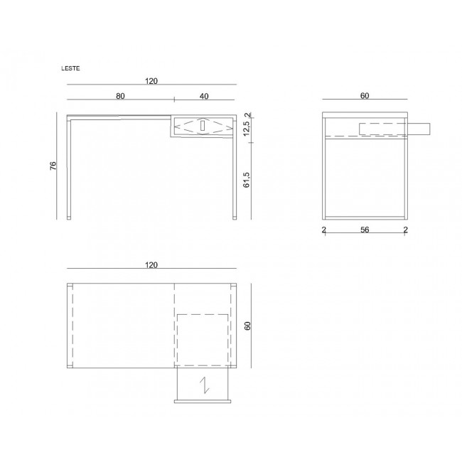 Desk with drawer Unique LESTE 120 x 60 cm black/oak