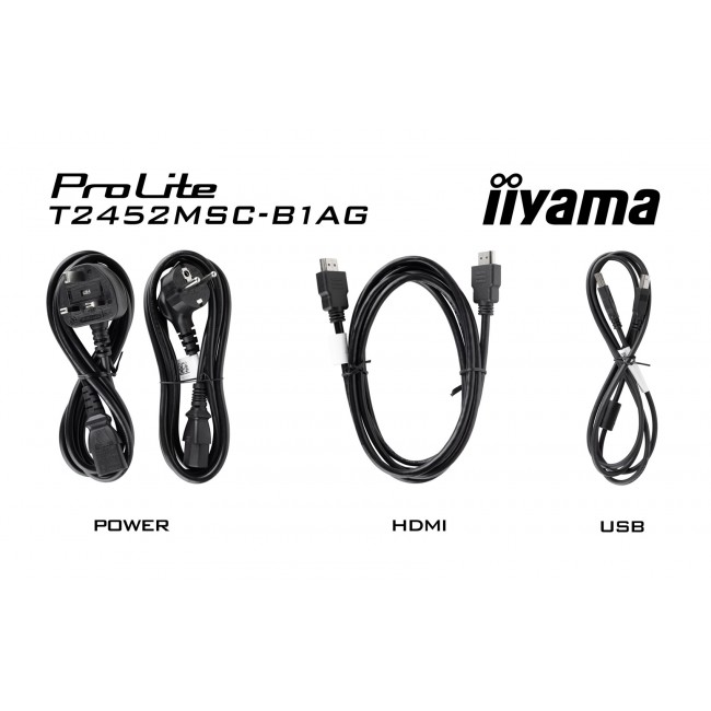 iiyama ProLite 23.8 PCAP 10pt touchscreen monitor featuring IPS panel technology, Edge-to-Edge glass design and anti Anti Glare coating