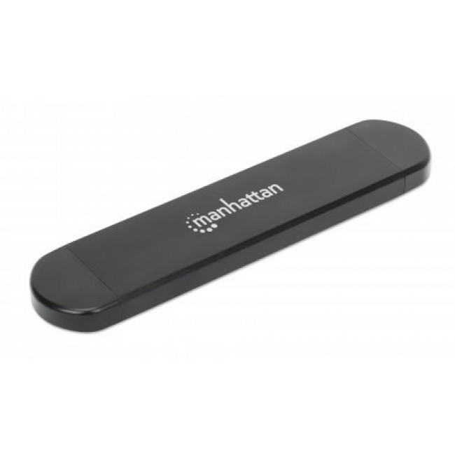 Manhattan M.2 NVMe and SATA SSD Enclosure, USB-C & USB-A Male Connection, Up to 10 Gbps (USB 3.2 Gen2 aka USB 3.1), For 2230/2242/2260/2280 SSDs with M Key or B+M Key, SuperSpeed+ USB, Aluminum, Black, Three Year Warranty Manhattan M.2 NVMe and SATA SSD Enclosure, USB-C & USB-A Male Connection, Up to 10 Gbps (USB 3.2 Gen2 aka USB 3.1), For 2230/2242/2260/2280 SSDs with M Key or B+M Key, SuperSpeed+ USB, Aluminum, Black, Three Year Warranty