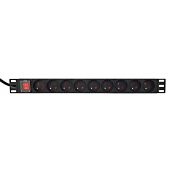 EnerGenie EG-PDU-9F2F Power distribution unit (PDU), 10 pcs C13 sockets, 1U, 16A, C20 plug 2 m cable, black