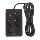 Maclean power strip, 4-socket extension cable + 3xUSB, 110-240V AC 50/60Hz, 2.1A max 2500W, 3m, black, MCE393 B