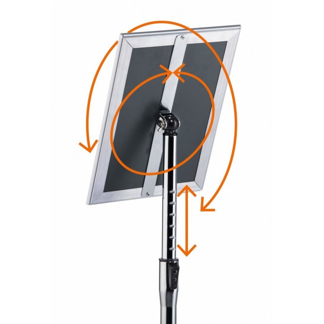Durable 479823 sign holder/information stand A4 Aluminium, Plastic, Steel Silver
