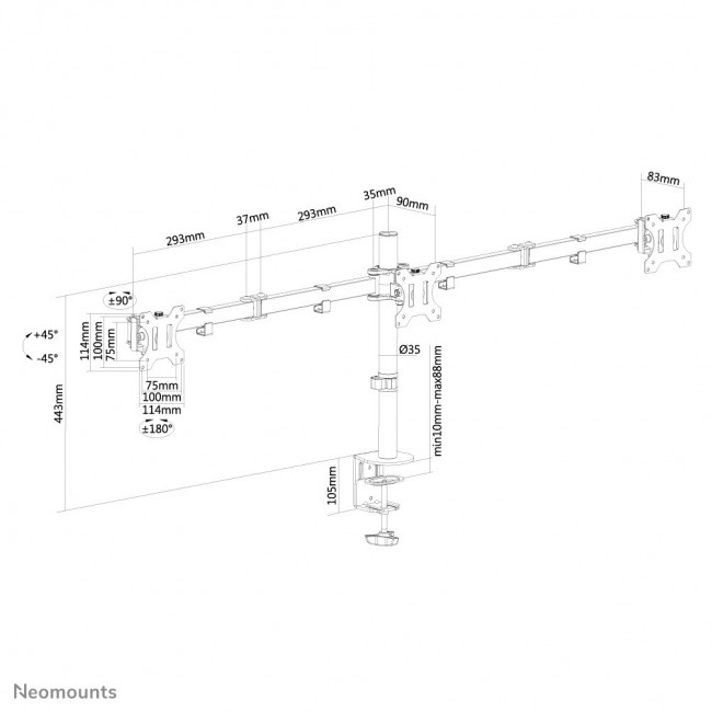 Neomounts FPMA-D550D3BLACK Monitor arm 10-27