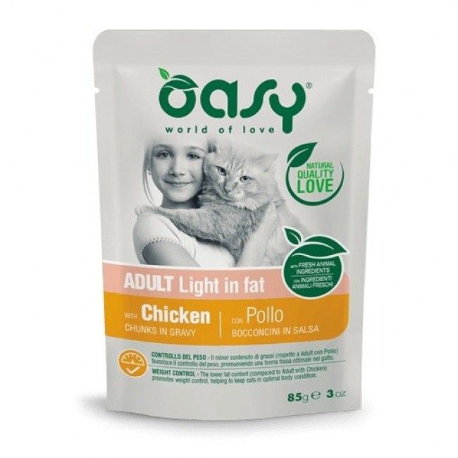OASY Chunks in gravy Light in Fat Chicken - wet cat food - 85g