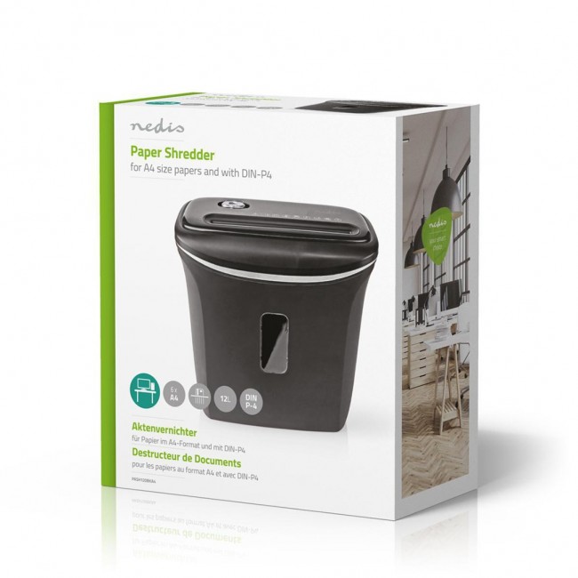 Nedis PASH120BKA4 paper shredder Strip shredding 22 cm Black Nedis PASH120BKA4 paper shredder Strip shredding 22 cm Black