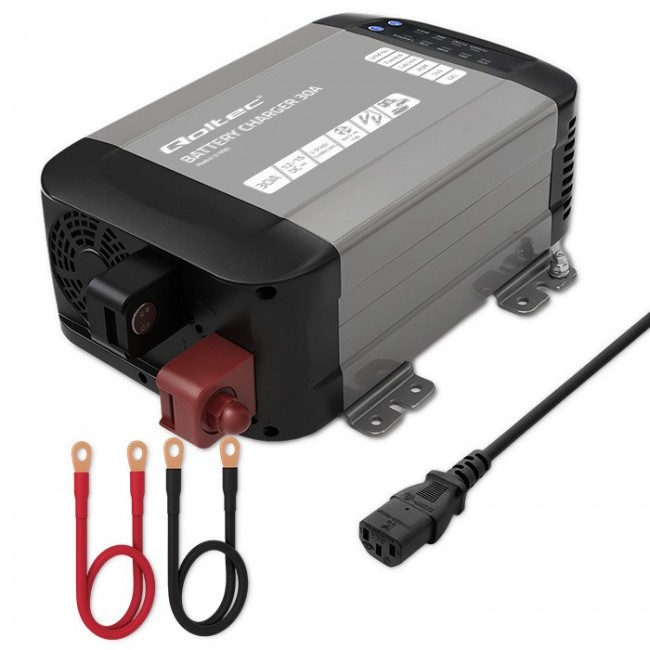Qoltec Intelligent Professional Monolith Battery Charger for LiFePO4 AGM GEL SLA batteries | 40A | 12V