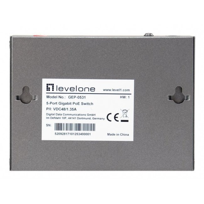 LevelOne 5-Port Gigabit PoE Switch, 802.3af/at/bt PoE, 4 PoE Outputs, 60W Power Budget, Long-Range PoE with Watchdog