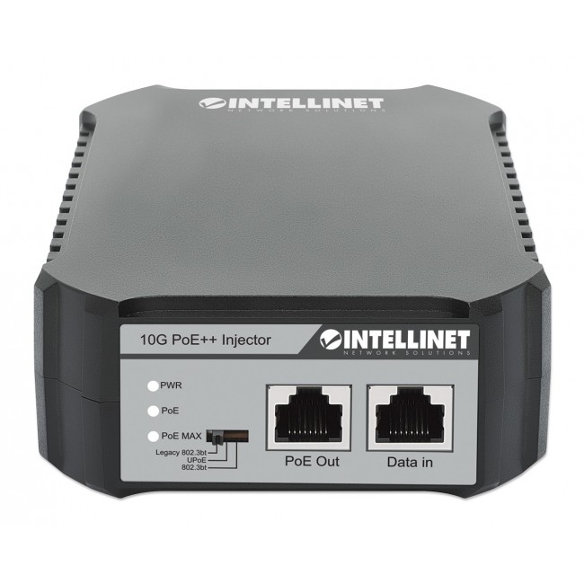 Intellinet 10G PoE++ Injector One 95 W Port, IEEE 802.3bt (4PPoE) Compliant, Metal Housing, Wall-mount Option