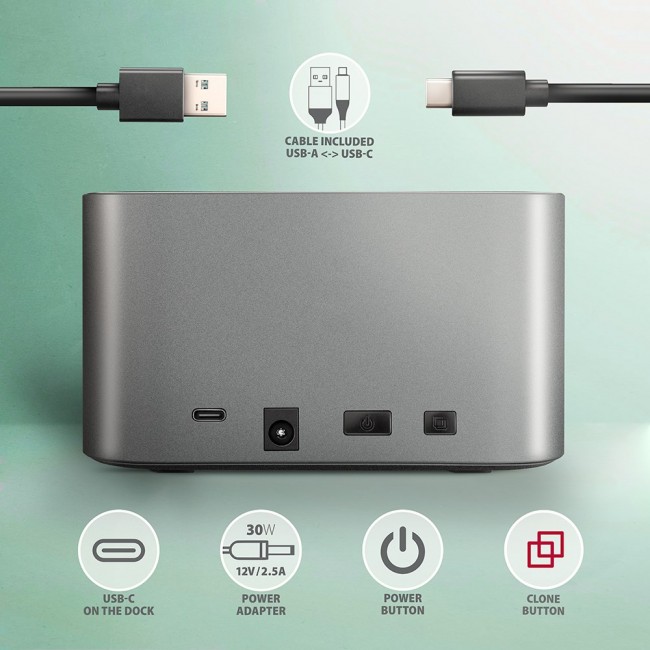 AXAGON ADSA-DC USB3.2 Gen1 - 2x SATA 6G CLONE DUAL HDD Dock Station ASMedia AXAGON ADSA-DC USB3.2 Gen1 - 2x SATA 6G CLONE DUAL HDD Dock Station ASMedia