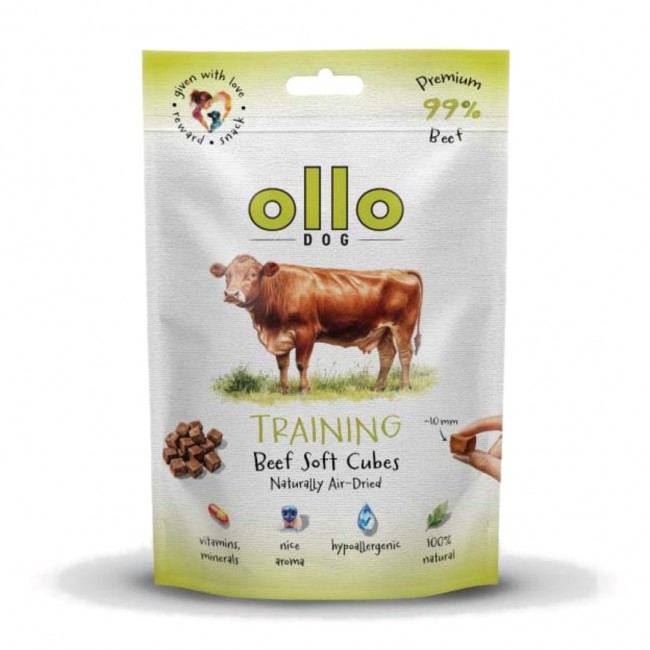 OLLO Air Dried Training Beef Cubes - dog treat - 80g