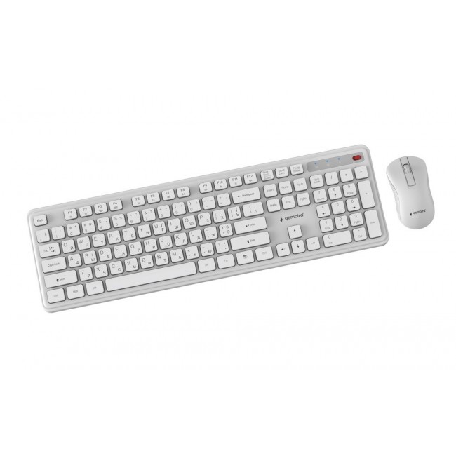 Gembird KBS-WPS-01 Slim Pro Business wireless desktop set, white, RU layout
