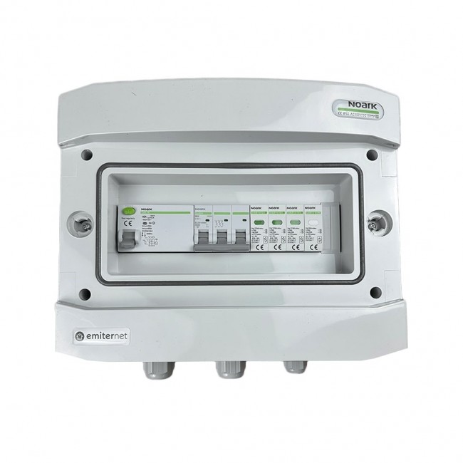 Switchgear attached AC hermetic IP65 EMITTER with surge arrester AC Noark type 1+2, 32A 3-F, RCD type A 40A/300mA