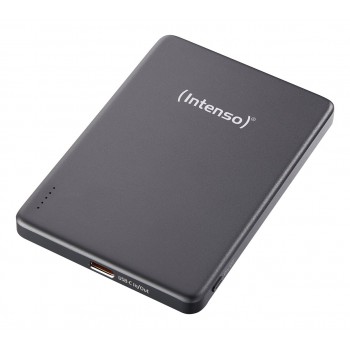 Intenso MW5000 Magnetic Power Bank 5000 mAh MagSafe Compatible, 15W Wireless Charging, 20W USB-C PD, Slim & Compact Tested in Germany Gray