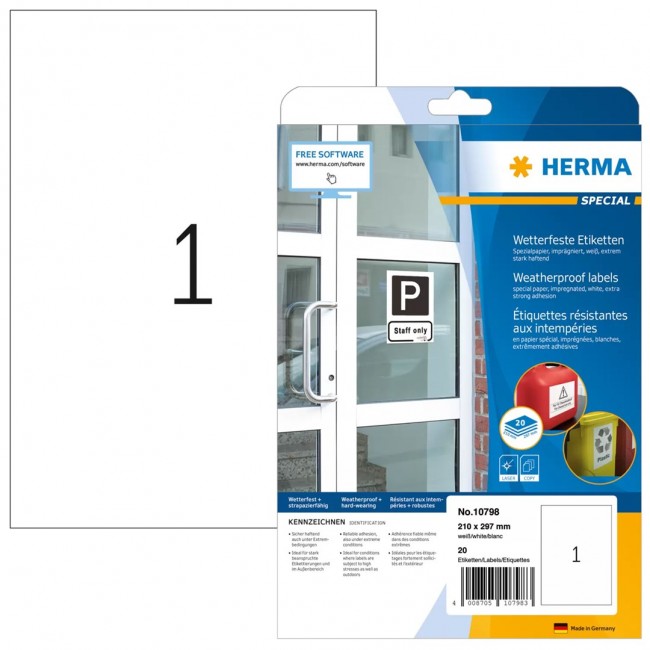 HERMA 10798 self-adhesive label Rectangle Permanent White 20 pc(s) HERMA 10798 self-adhesive label Rectangle Permanent White 20 pc(s)