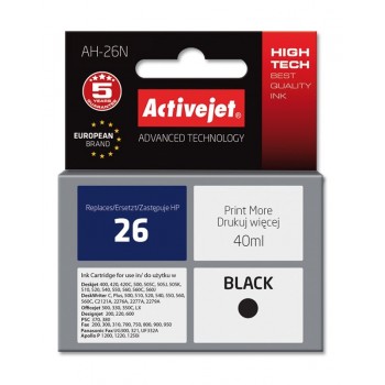 Activejet AH-26N Ink cartridge (replacement for HP 26 C51626A Supreme 40 ml black)