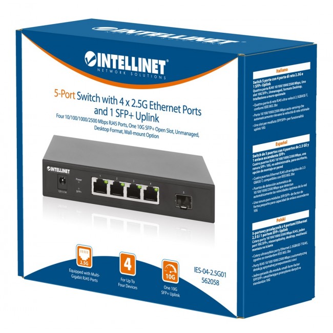 Intellinet 5 Port Switch 4 x 2.5G Ethernet-Ports and 1 SFP+ Uplink