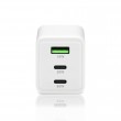 Charger GaN 1 x USB, 2 x USB-C Quick Charge 4+ 65W white