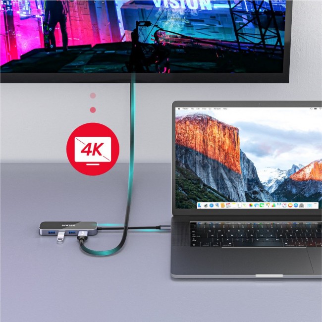 UNITEK uHUB H6 Wired USB 3.2 Gen 1 (3.1 Gen 1) Type-C Black, Grey
