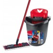 Vileda Ultramax Box flat mop with kitchen set | 1 pair of Universal gloves + 1 Actifibre Pro kitchen cloth