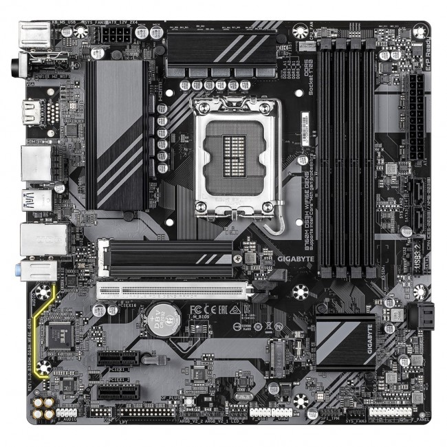 GIGABYTE B760M DS3H WIFI6E GEN5 Motherboard - Supports Intel Core 14th Gen CPUs, 6+2+1 Phases Digital VRM, up to 5600MHz DDR5, 2xPCIe 4.0 M.2, Wi-Fi 6E, 2.5GbE LAN, USB 3.2 Gen2 GIGABYTE B760M DS3H WIFI6E GEN5 Motherboard - Supports Intel Core 14th Gen CPUs, 6+2+1 Phases Digital VRM, up to 5600MHz DDR5, 2xPCIe 4.0 M.2, Wi-Fi 6E, 2.5GbE LAN, USB 3.2 Gen2