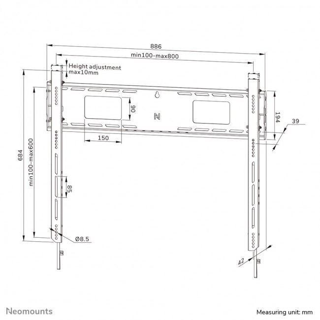 Neomounts WL30-750BL18 Heavy duty wall mount 55-98