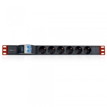 Techly I-CASE STRIP-61UD power distribution unit (PDU) 6 AC outlet(s) 1U Black, Red
