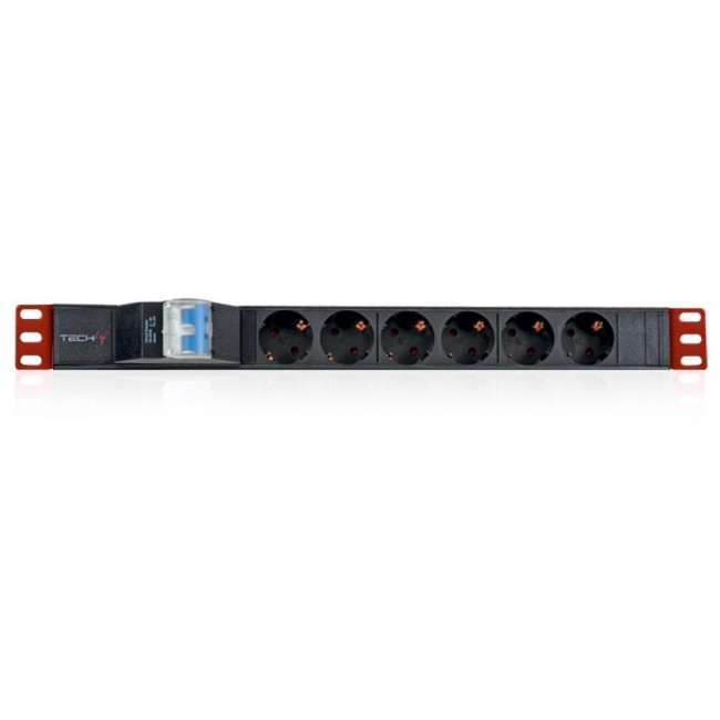 Techly I-CASE STRIP-61UD power distribution unit (PDU) 6 AC outlet(s) 1U Black, Red Techly I-CASE STRIP-61UD power distribution unit (PDU) 6 AC outlet(s) 1U Black, Red
