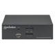 Manhattan DisplayPort 1.2 KVM Switch 2-Port, 4K@60Hz, USB-A/3.5mm Audio/Mic Connections, Cables included, Audio Support, Control 2x computers from one pc/mouse/screen, USB Powered, Black, Three Year Warranty