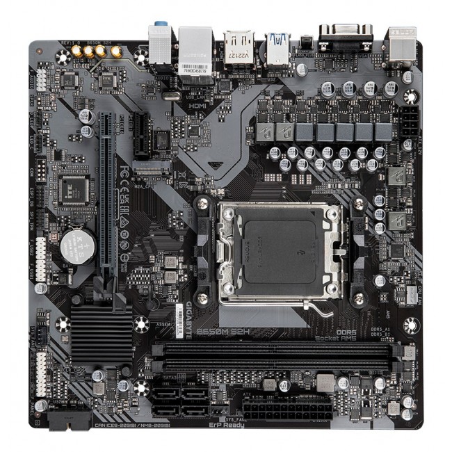 GIGABYTE B650M S2H Motherboard - AMD Ryzen 9000 Series CPUs, 5+2+2 Phases VRM, up to 6400MHz DDR5 (OC), 1xPCIe 4.0 M.2, GbE LAN, USB 3.2 Gen 1