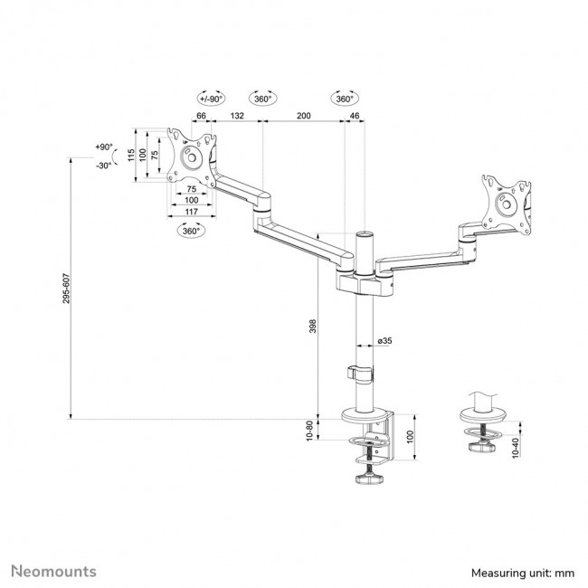 Neomounts DS60-425WH2 Monitor arm 17-27