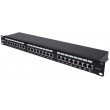 Intellinet Patch Panel, Cat6a, FTP, 24-Port, 1U, Shielded, 90 Top-Entry Punch Down Blocks, Black