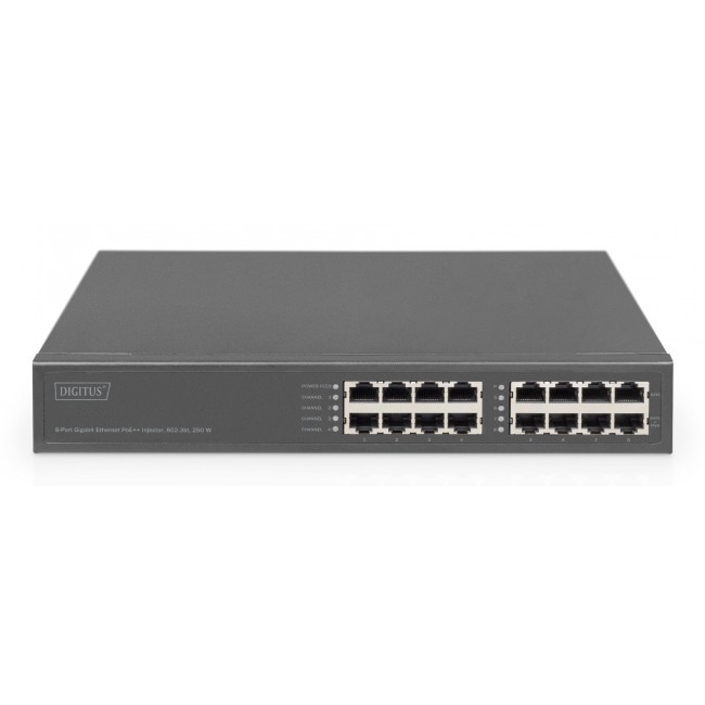 Digitus 8-Port Gigabit Ethernet PoE Injector, 802.3bt, 250 W Digitus 8-Port Gigabit Ethernet PoE Injector, 802.3bt, 250 W