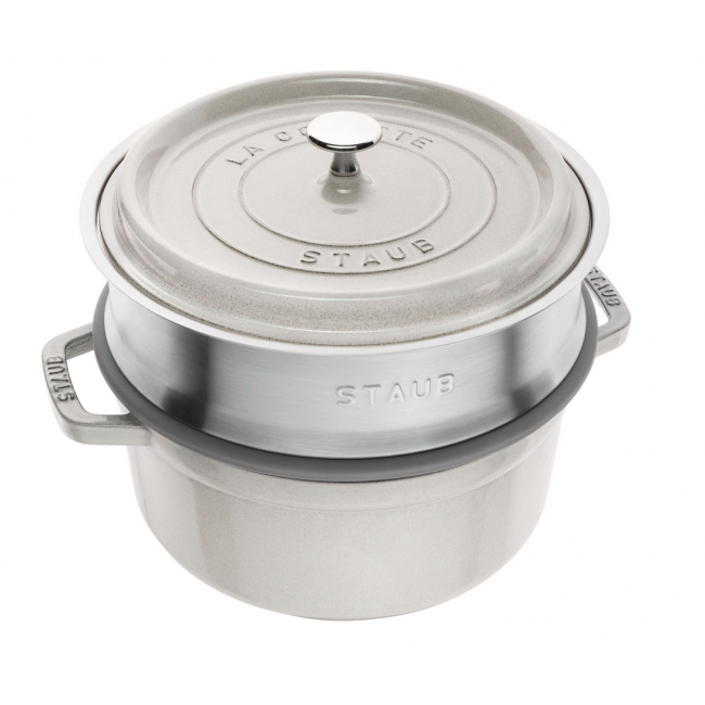 STAUB La Cocotte cast iron round pot with insert 40508-822-0 - 3.8 ltr. white truffle STAUB La Cocotte cast iron round pot with insert 40508-822-0 - 3.8 ltr. white truffle
