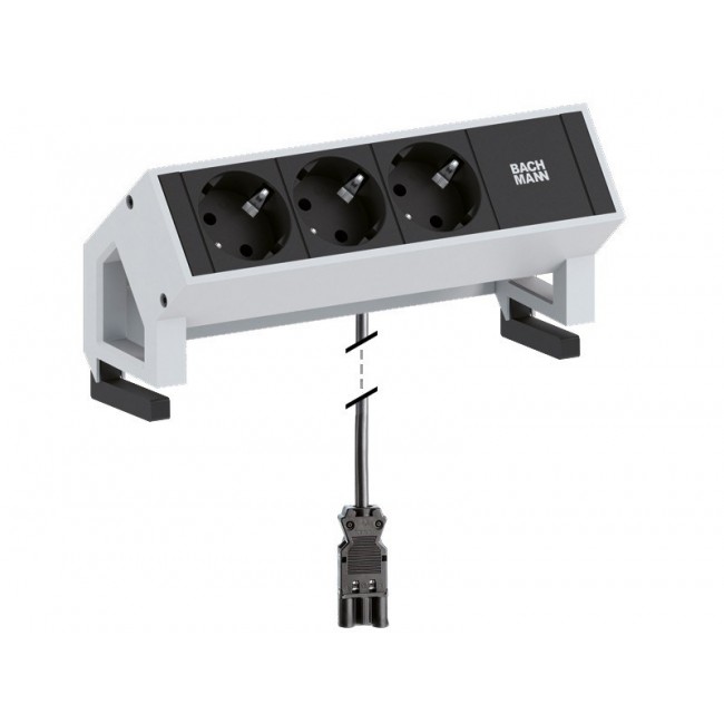 Bachmann Desk2 socket-outlet 3 x Type F Black, Stainless steel Bachmann Desk2 socket-outlet 3 x Type F Black, Stainless steel