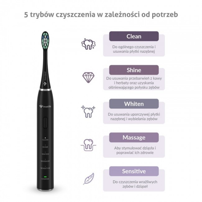 TrueLife SonicBrush Clean30 Black Adult Oscillating toothbrush