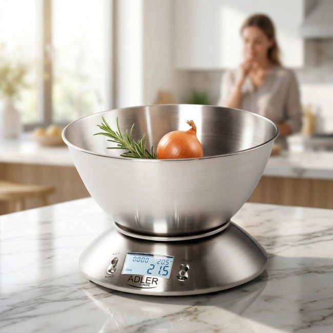 Adler AD 3134 Electronic kitchen scale Stainless steel Round
