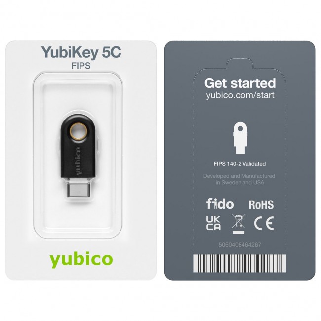 Yubico YubiKey 5C FIPS, NIST Validated Security Key, USB-C