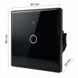 Qoltec 52711 Smart Touch 1-Gang Light Switch | Wi-Fi | Timer | Tuya | Smart Life | Tempered Glass | Black