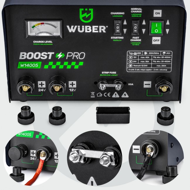 Battery charger with jump start 40 A 12/24 V W14005 WUBER