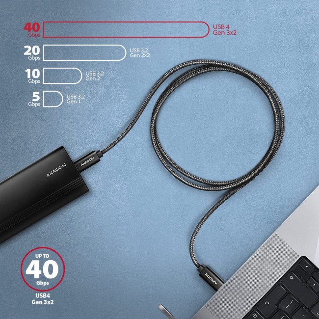 Axagon BUCM4X-CM10AB USB cable USB 3.2 Gen 2x2 1 m USB C Black