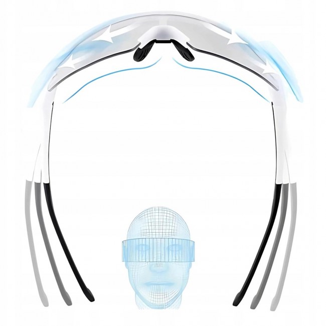 Photochromic cycling glasses with UV protection and corrective insert, Rockbros, white Photochromic cycling glasses with UV protection and corrective insert, Rockbros, white